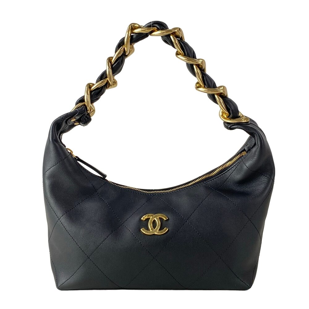 Chanel Matelassé/Hobo Handbag AS5837 Black Gold